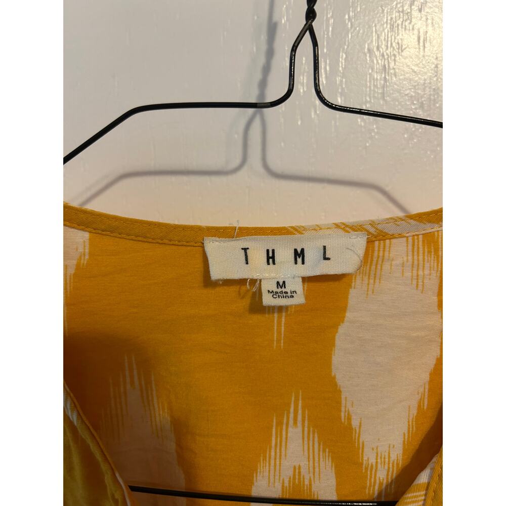 THML Yellow Embroidered Blouse Short Sleeve Boho - Picture 2 of 7